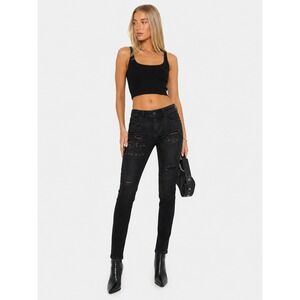 RtA Black Distressed Skinny Jeans Made in USA Ripped Denim Size 25